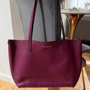 Pre-owned Italian Bruno Magli Leather Tote Berry/Merlot Color